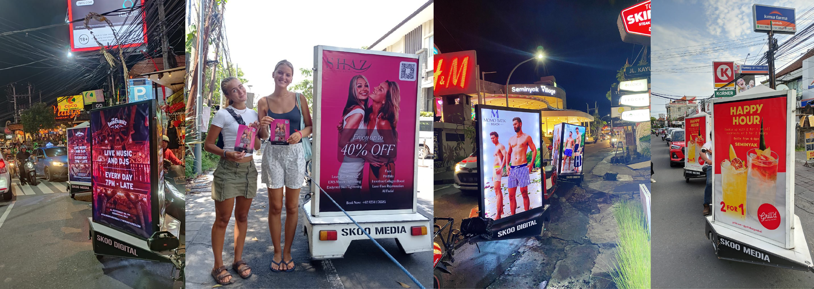 skoo media's mobile advertising vehicles and satisfied customers